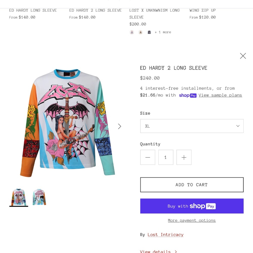 Lost long sleeve Ed Hardy collab